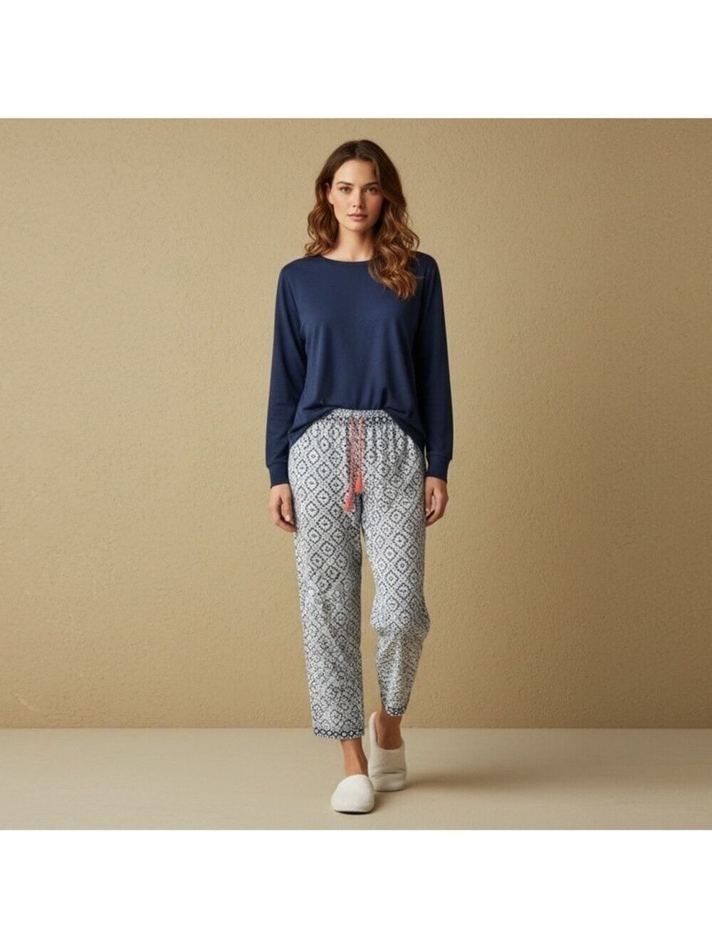 Echo Sleepwear Women’s Printed Jogger Pants Blue White black purple Pattern L